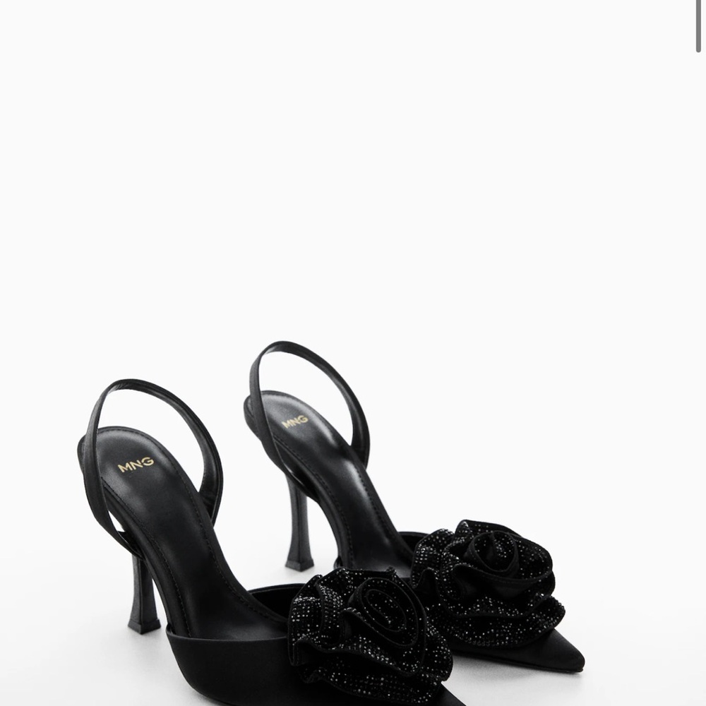 Embellished appliqué flower heels